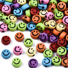 20 x Smiley kralen van acryl mix 7 x 3,5mm gat: 1,5mm