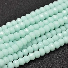 1 x Streng Glaskralen Facet Rondelle Briolette 8x6mm – Pale turquoise – ca. 70 stuks – gat 1 mm
