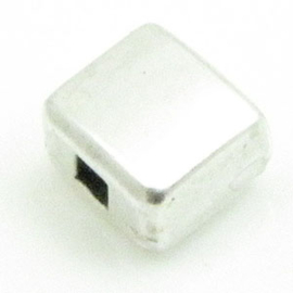 DQ metaal eindstuk voor 5x2mm plat leer met 1 gat Antiek zilver  (Nikkelvrij)