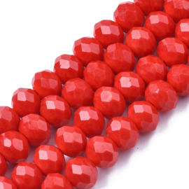10 x  Briolette kristal kraal 8 x 6mm opaque red