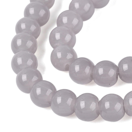 30 x Imitatie jade glaskralen rond 6-6,5 mm – gat 1,4 mm – Dark Gray