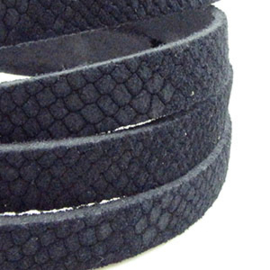 1 x 105~110 cm DQ leer suède plat 5mm reptiel Navy Blauw