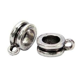 2 x DQ Metaal Hanger met oog 8x11 mm Antiek Zilver Ø 4.8 mm