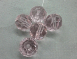 15 x facetkraal roze 6mm Gat: 1mm