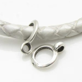 1 x DQ metaal hanger met oogje 2mm  Ø2mm antiek zilverkleur (Nikkelvrij)