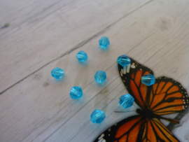 30x Preciosa Kristal Bicone 4mm  gat: 1mm kleur hemels blauw