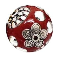 Bohemian kraal of Kashmiri kraal bordeaux - Diameter: 15mm, Gat: 1,2mm