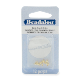 12 x beadalon ball chain ends, kalotjes Ø 2,4mm goudkleur