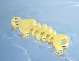 DQ metaal bedel visgraat 21x6mm goudkleur, oogje 1,5 mm (Nikkelvrij)