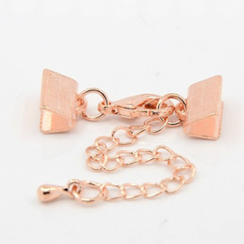 Rose gold  veterklem met sluiting incl. verlengketting 10mm