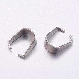 2 x Roestvrij stalen (RVS) Stainless steel onderdelen buighanger ovaal voor bedel afm. 10,5 x 9 x 5mm