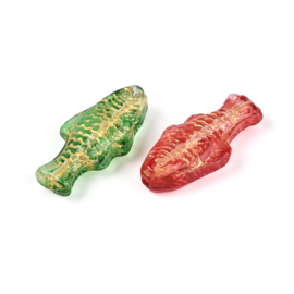 5 x Glaskralen vis 24,5~25 x 12~12,5 x 6~7 mm – gat 1~1,2 mm – goudkleur