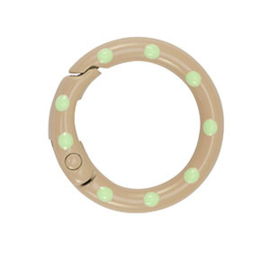 1 x Gekleurde onderdelen sleutelhanger ring Beige-green ca. 25x4mm