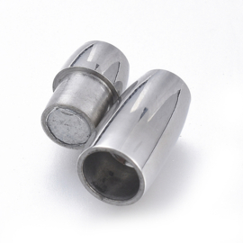 1 x RVS 304 magneetsluiting tarnish resistant ovaal 16,5 x 6 x 6 mm – Ø3 mm – RVS kleur (Nikkelvrij)