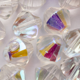10 x Bicone Tsjechië  Kristal kraal 14 mm kleur: transparant Gat: 1mm