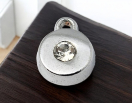 2 x Metalen strass bedel rond platinum 10 x 4mm gat 2mm