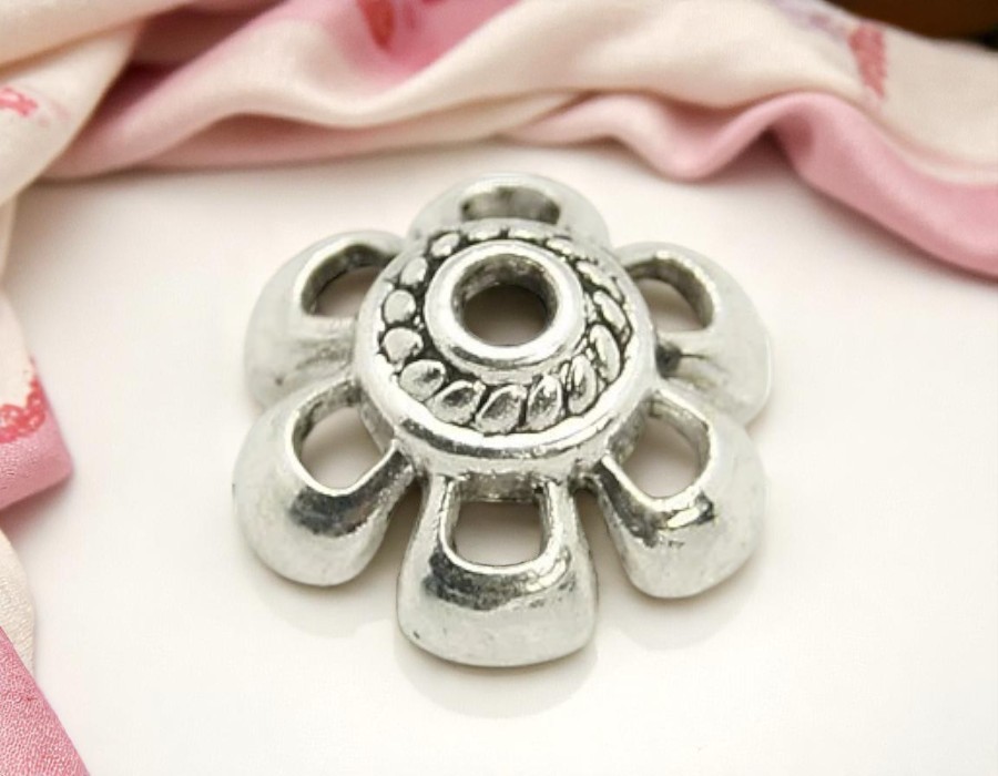 10 x Metalen kralenkapjes – antiek zilverkleur – ca. 11 x 4,5 mm – gat ca. 1,5 mm