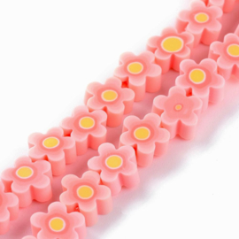 10 x Handgemaakte polymeer kralen bloem 9,5 x 4,4mm (gat Ø1,7mm) Light salmon peach pink