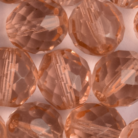 10 x ronde Tsjechië  Facet kristal kraal glas afmeting:  12mm kleur: oranje gat: 1mm