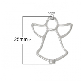 4 x Prachtige Tibetaans zilveren frame kraal Engel 25 x 21 x 3mm gat: 1mm (Nikkelvrij)