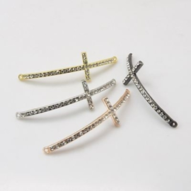 Schitterende Kruis tussenzetsel met strass 53x15x3mm Rose gold