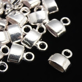 10 x antiek zilveren cord caps 9 x 8 x 4mm  Ø 2 x 6mm oogje: 2 mm