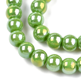 20 x Diamond coated glaskralen 4~4,5 mm, gat: 0,8 mm, Lime Green