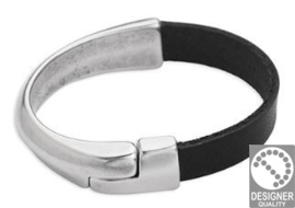 1 x DQ metaal halve armband met magneet sluiting antiek zilver kleur ca. 60 x 12 x 7mm, gat 10 x 2 mm (Nikkelvrij)