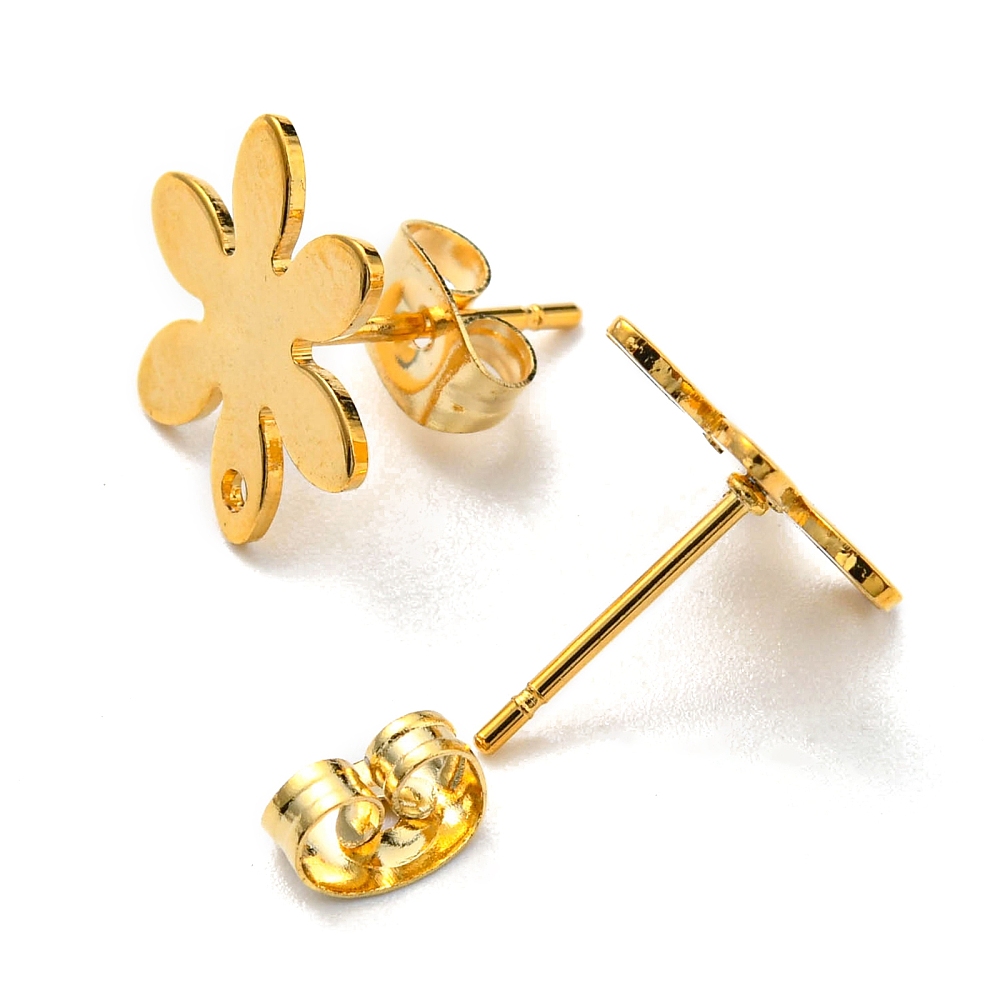 2 x oorbelsteker bloem – ca. 13 x 11,5 mm – oogje: 1 mm – steker: 0,8 mm – rvs – 24K goldplated