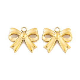 1 x Ion Plating (IP) RVS 304 strikje bedel Real 18k Gold Plated, 13,5 x 15 x 3mm oogje 1,8 mm