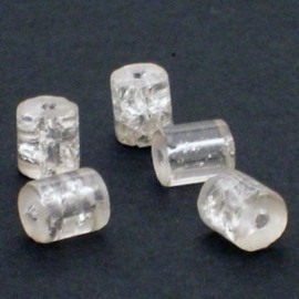 30 x crackle glas kralen cilinder vorm 7 x 8mm gat: 1,5mm transparant