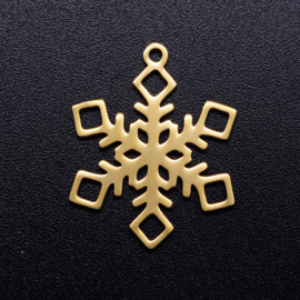 1 x RVS 201 Sneeuwvlok Bedeltje Goudkleur 17 x 13 x 1mm, Oogje 1,5mm