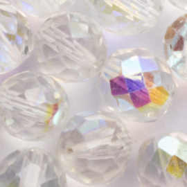 15  x ronde Tsjechische kralen facet kristal 8mm kleur: transparant gat: 1mm