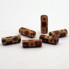 25 x Houten kraal cilinder 16x6mm gat c.a. 2,5mm