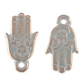 4 x Fatima Hamsa hand Champagne / silver rose Aluminium, zeer licht om te dragen c.a. 21mm