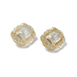 10 x Ornament acryl kralen rechthoek 18 mm – gat 1,8 mm – transparant