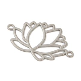 1 x Metalen verdeler lotusbloem 23.5 x 14 mm – gat 1.6 mm – platinumkleur – Rack Plating (Nikkelvrij)