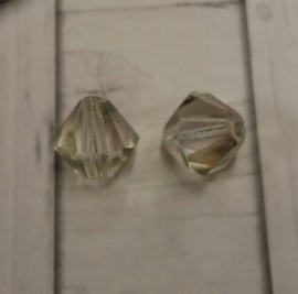 10 x preciosa kristal bicone transparant heel licht groene glans 5,5/6 mm Gat: 1 mm