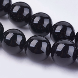 10 x  Edelsteen kraal Black Onyx 10mm gat 1mm
