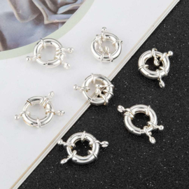 Sterling zilver 925 plated messing veerslotje, boeisluiting 15 x 5mm oogje: 2mm (nikkelvrij)