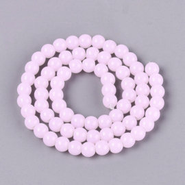 30 x Imitatie jade glaskralen rond 6-6,5 mm – gat 1,4 mm – Pearl Pink