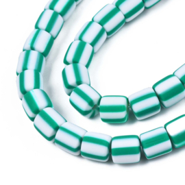 20 x handgemaakte polymeer klei kralen light sea green 6,5 x 6mm gat: 1,2mm column