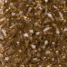 15 x ronde Tsjechische kralen facet kristal 6mm kleur: bruin Gat c.a.: 1 mm
