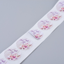 1 rol 500 stickers Wensetiket zegel rond 25mm Thank you