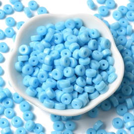 20 gram Glaskralen – Opaque Colours 6 x 3 mm – gat 1,4 mm – deep sky blue