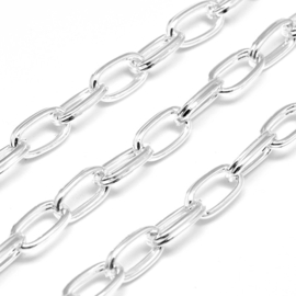 50 cm Metalen Paperclip ketting ovaal gesoldeerd zilverkleur 13 x 7 x 2mm (Nikkelvrij)