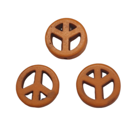 3 x  syntetische howlite oranje peace kraal 15 x 4mm gat 1,5mm