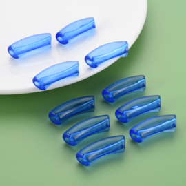 10 x Acryl kralen tube transparant Royal Blue ca. 32x8mm (gat Ø1.8mm)