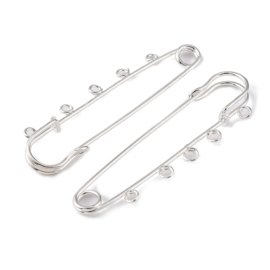 Grote verzilverde kiltspeld 75 x 21mm lang, 5 gaten: 3mm