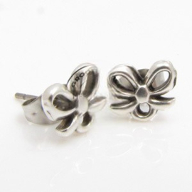 2 x DQ metaal oorstekers strikje met vleugel oog 9mm, pin 0,6mm antiek zilverkleur (Nikkelvrij)